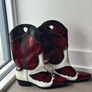 GANNI Cowboy Boots Red